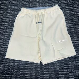 Essentials Athletic Cream Shorts with Elastic Waistband
